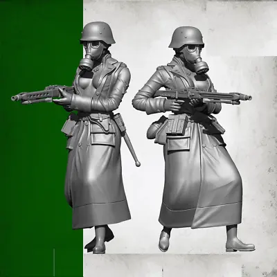 1/18 Female Soldier WW2 German Rifle Gas Mask Resin Figure Model Kit Unassembled • $49.29