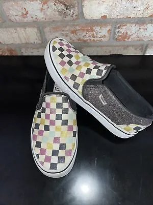 Vans Slip On Asher Glitter Checkerboard Womens 7.5 Mens 6 • $34.99