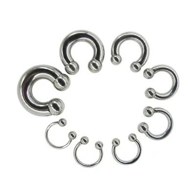 Large Gauge Circular Barbell Horseshoe Bar Nose Septum Ear Ring 2mm-10mm • $7.52