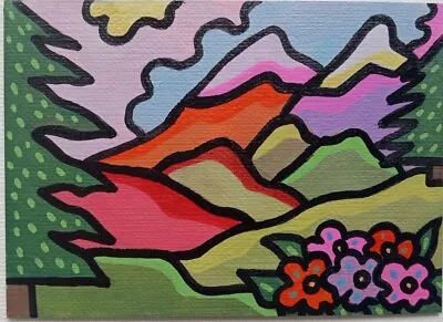 ACEO Landscape Mountains Nature Original Oil Painting Oxana Diaz 2.5  X 3.5  • $3.99