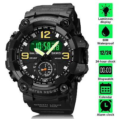 Waterproof Men's Digital Sports Watch LED Screen Large Face Military Wristwatch • $14.98