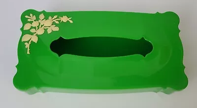 Vintage Schwarz Bros Plastic Apple Green Tissue Box Cover W/White Flower Detail • $27.90