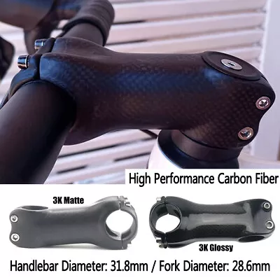 Carbon Fiber MTB Stem 31.8mm Angle 6/17 Degree Road Bike Bicycle Stems 60-130mm • $24.99