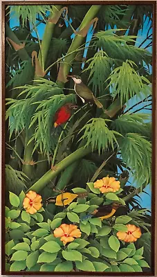 Framed   Bali Painting UBUD The Beauty Of Bali Nature Birds Bamboo • $1750