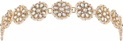 18K Gold Plated Indian Wedding Bollywood Floral Kundan Pearl Studded Rajasthani  • $54.99