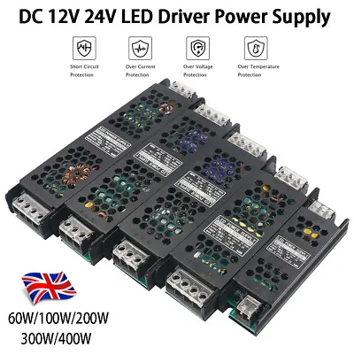 AC 110-240V To DC 12V 24V 60W-400W Transformer Switch LED Power Supply Converter • £9.10