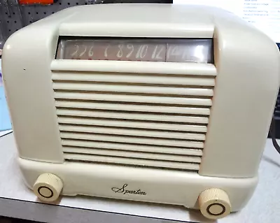 Vintage Sparton Mod 102 Tube Radio. White Bakelite Art Deco Style Case. Untested • $65