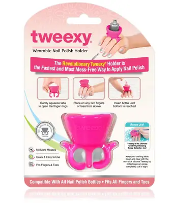 Tweexy® Wearable Nail Polish Holder Ring Fingernail Polishing Tool Pink • $8.99