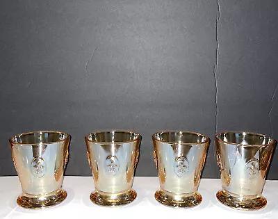 Set Of 4! La Rochere Fleur De Lys Marigold Iridescent Old Fashioned Glasses 4  • $44.99