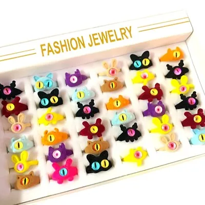 Wholesale 30pcs Mix Monster Animal Flock Rings Cat Eye Stone Women Child Jewelry • $20.99