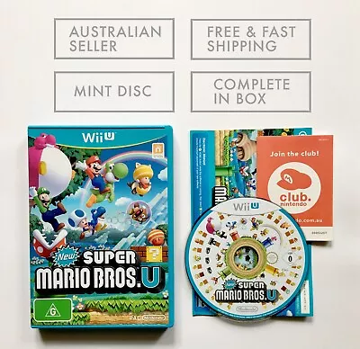 New Super Mario Bros. U Wii U + FREE POST + MANUAL + LIKE NEW + MINT DISC • $26.10