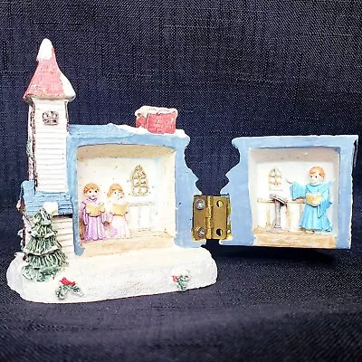 $19 • Buy Vintage Christmas Village Church With Hinge Opens To Show Choir Singers Inside