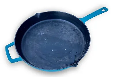 Martha Stewart Collection 12  Cast Iron Teal Enamel Skillet Frying Pan • $67.49