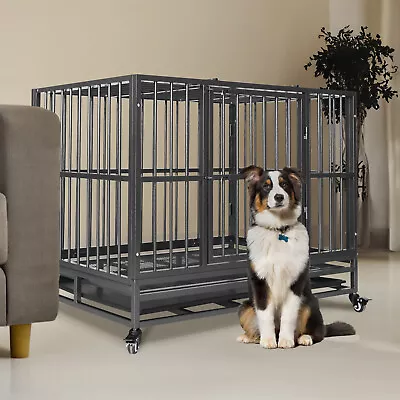 36 /43 /47  Heavy Duty Pet Cage Crate Kennel Metal Dog Playpen Portable W/ Tray • $169.99