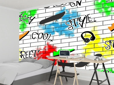 £100.74 • Buy Graffiti Wallpaper Kids Photo Wall Mural Teenager Urban Art Brick Paper Poster