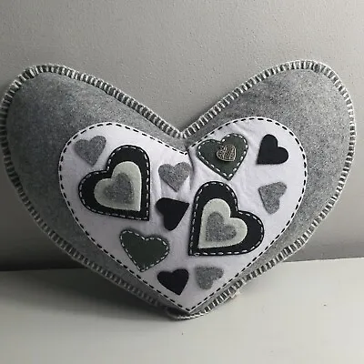MUM Charcoal Grey/Grey Love Heart Shaped Sofa Boudoir Cushion Multi Hearts Charm • £22.99