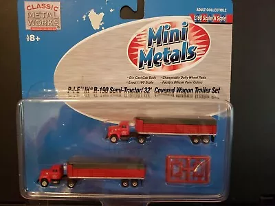 N-SCALE 2 PK IH R190 TRACTOR/TRAILER SET 'PIE Nationwide' MINI METALS #51129 NEW • $22