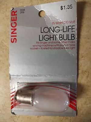 Vintage Singer Long Life Sewing Machine Light Bulb Push In Socket 15 Watt Frost • $5.99