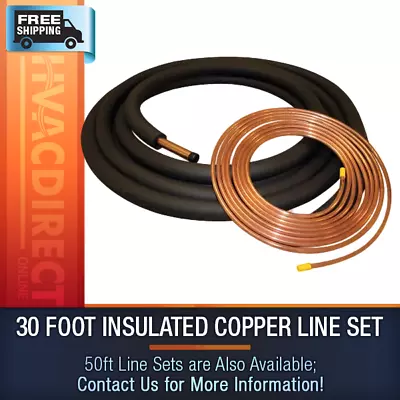 30ft Of 3/8  LL X 3/4  SL X 3/8    Insulated Copper HVAC Line Set (LS38343830) • $225