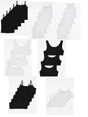 £8.99 • Buy Girls 5 Pack Vests Cami Vest Tops 100% Cotton Underwear Age 1-16 Years Free P+p