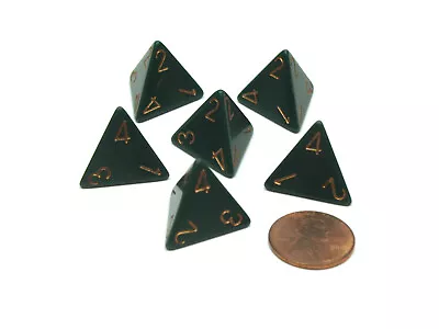 Opaque 18mm 4 Sided D4 Chessex Dice 6 Pieces - Dusty Green With Copper Numbers • $4.49