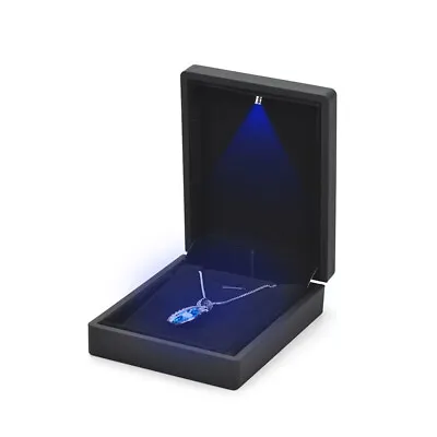 Luxury Black Necklace  Box With LED Light Pendant Box Jewellery Display Case • £14.99