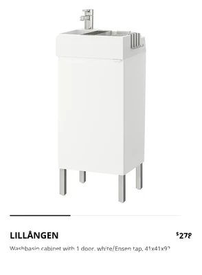 $99 • Buy NEW IKEA SLIM LILLÅNGEN Washbasin, Cabinet With Stand