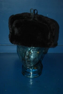 £24.99 • Buy Vintage Black Leather USSR Russian Trapper Hat Winter Warm Size Large Hunting