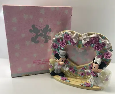 Disney Store Mickey And Minnie Bride Groom Wedding Heart Frame • $49.99