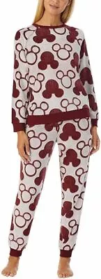 Disney Mickey Mouse Ladies' Size XXL 2-Piece Fleece Pajama Set Burgundy • $19.99