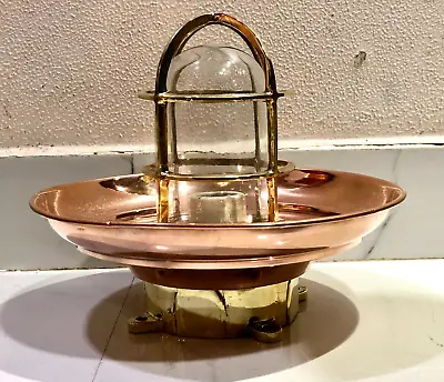 Halloween Sale Vintage Bulkhead Ceiling Wall Light With Deflector Copper Shade • $148