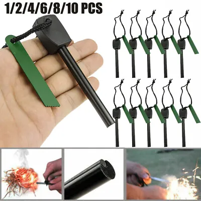 Survival Magnesium Flint And Steel Striker Fire Starter Lighter Stick Camping US • $7.99