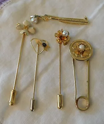 Vintage Hat Pins Stick Pins Bar Pin Safety Pin Lot Cultured Pearls • $5