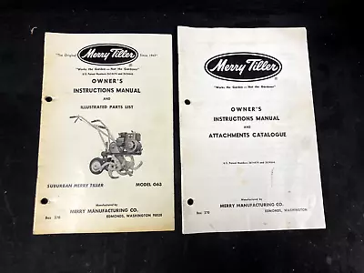 1972 Merry Tiller G63 Original Owner's Manual Parts List & Attachments Catalog • $39.99