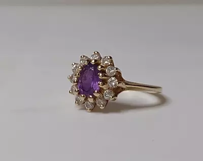 Vintage Size 5.5 10K Amethyst And Diamond Ring • $450