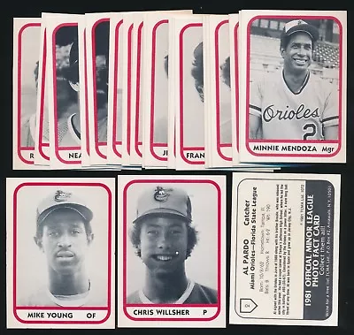 1981 TCMA Miami Orioles Set (23) -with SCARCE SP's Willshire & Young *Very Rare* • $39.99