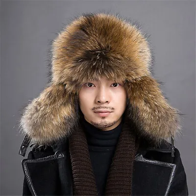 100% Real Fox Fur Hat Thicken Winter Warm Mongolian Cap Outdoor Ear Warm Hat • $60.12