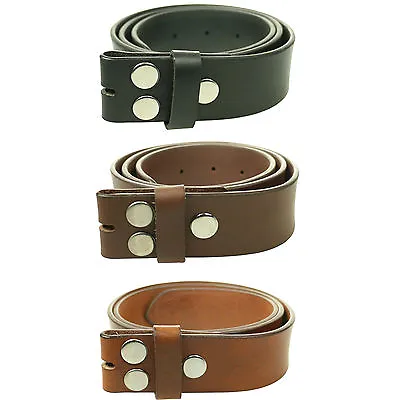 Milano Mens Full Grain Leather Black Brown Tan No Buckle Belt Press Stud 40mm • £11.99