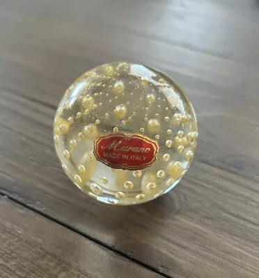 Vintage Murano Gold Glass Paperweight Bubbled Ball ~3” Tall ~8” Circumference • $25