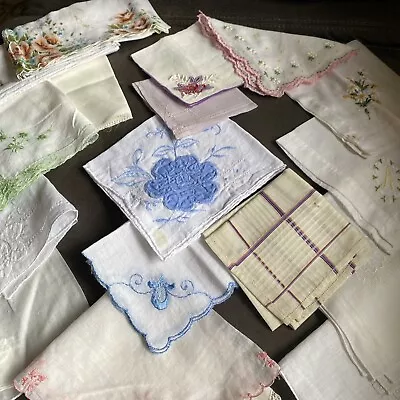 18 Vintage Antique Ladies Floral / Embroidered Handkerchiefs Hankies   Lot 2 • $14.99