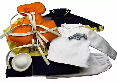 GI Joe Vtg NAVY SAILOR Uniform •White Belts •Hat •Flare Gun •Life Vest & Raft • $19.99