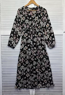 Caroline Morgan Dress Womens 10 Multicoloured Floral Maxi Lined Long Sleeve • $5