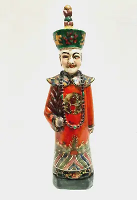 Chinese Qing Dynasty Statue Wucai Porcelain Figurine 12.5  - Repaired Hat • $19