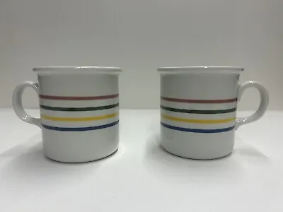 Vintage Made In Italy Cipa Porcelain Striped Coffee Mugs Pair • $10
