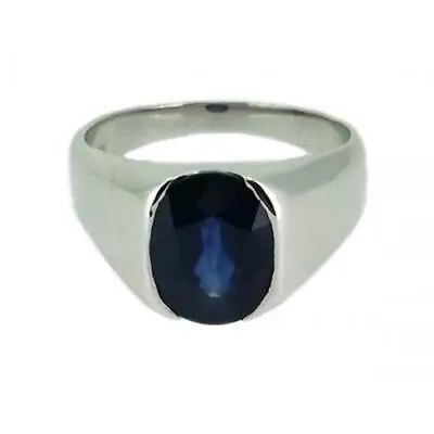 Solid 925 Sterling Silver Blue Sapphire Neelam Gemstone  Ring For Men & Women • $68.98