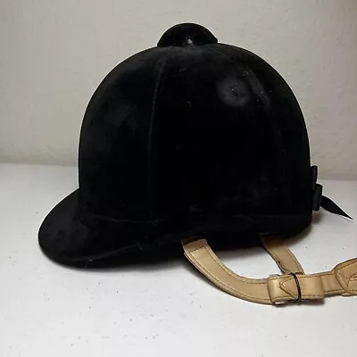 Vintage Charles Owen Ascot Hunt Cap Equestrian Riding Helmet Black Velvet 7 1/8 • $34
