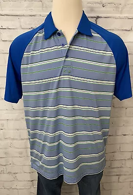 Oakley Blue Green White Striped Polo Shirt Golf Woke Sz XL • $30.78