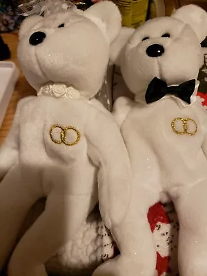 Mr And Mrs Ty Beanie Babies 2001 Married Bears With Veil Roses And Bow Tie • $15