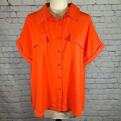 Cocomo Woman 2X Boxy Blouse Tangerine Orange Button Up Blouse Top NWT NEW • $29.99