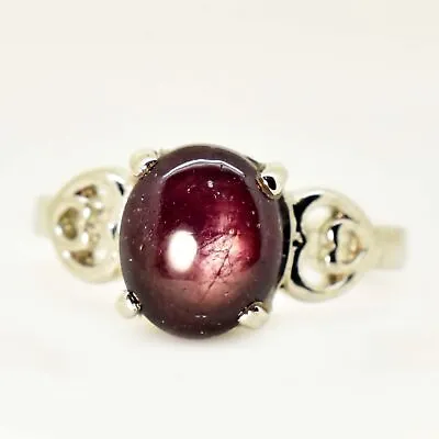 10x8 MM Natural Star Ruby 925 Sterling Silver Ring For Men & Women Size 9 • $55.99